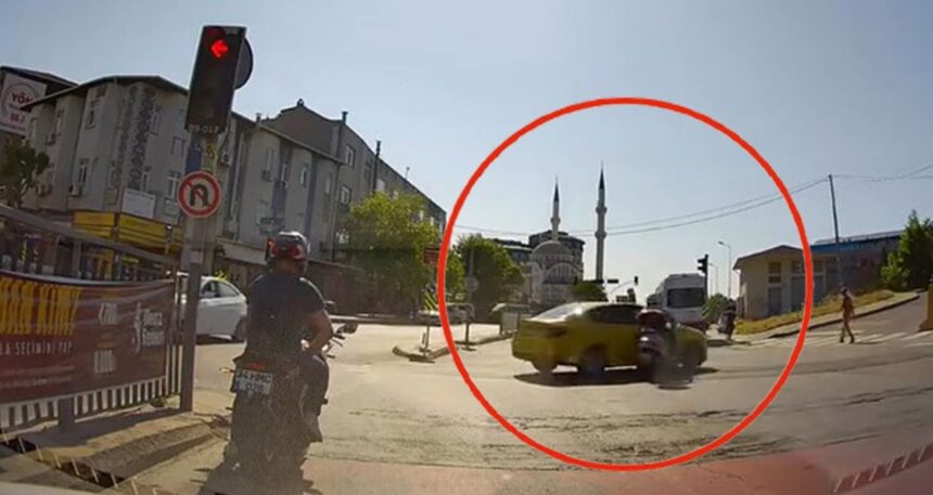 İstanbul’da taksi ile motosiklet çarpıştı
