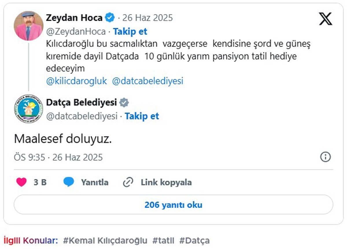Kılıçdaroğlu'na 'tatil teklifine' belediyeden yanıt: Doluyuz