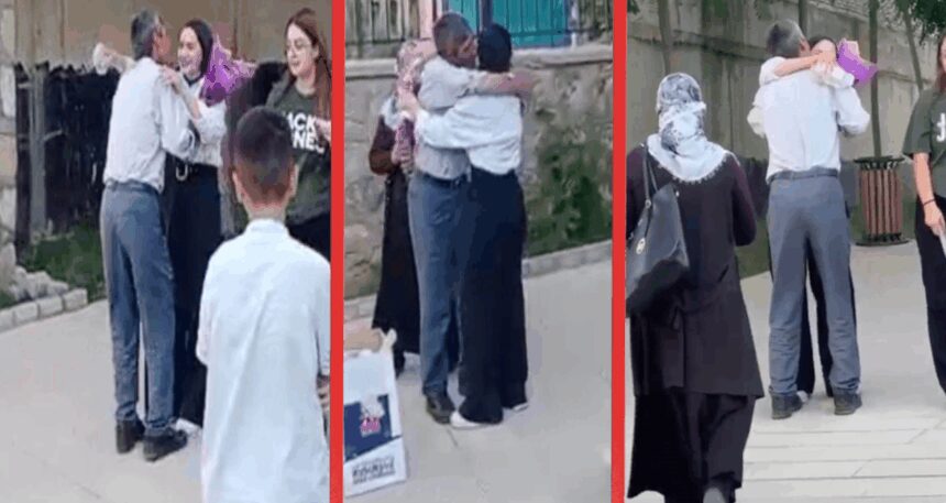Kızına YKS çıkışı yaptığı duygusal karşılama sosyal medyayı salladı
