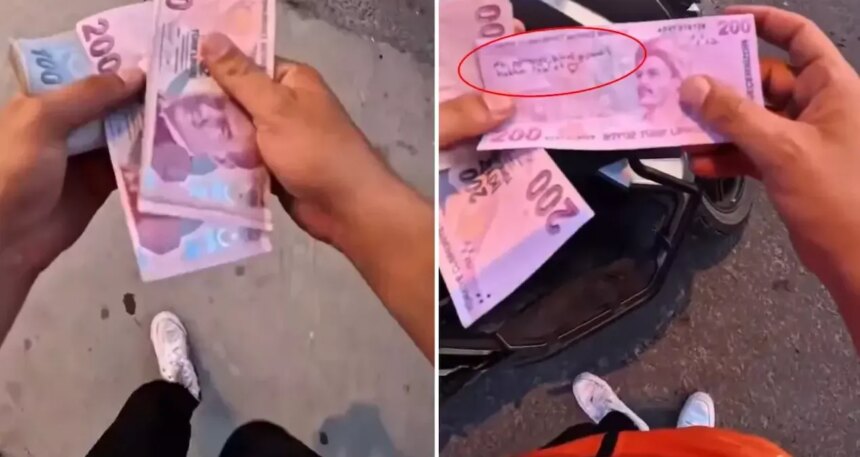 Öğrenci evine sipariş götürdü, paranın üzerine yazılan nota öfkelendi