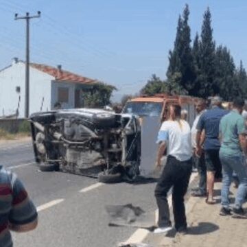 Otomobil, araca çarparak takla attı: 1’i çocuk 4 yaralı