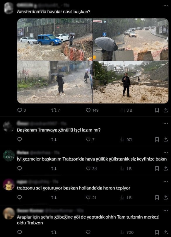 Trabzon sel felaketiyle boğuşurken AKP'li başkan Amsterdam'da horon tepti