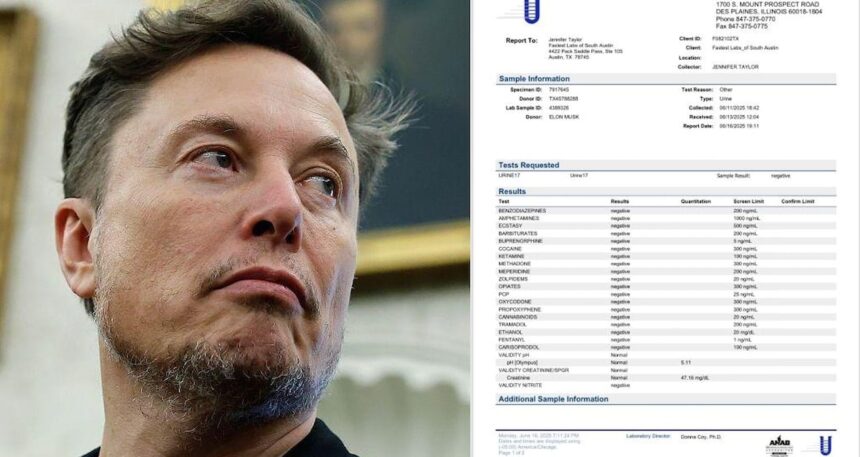 Uyuşturucu kullandığı iddalarında sonra Elon Musk, idrar testini paylaştı