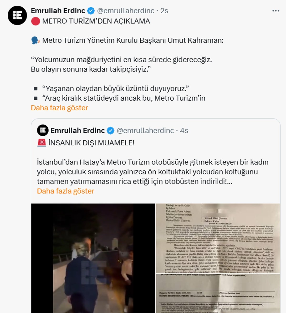 Yolcu otobüsünde skandal görüntüler: Kadın yolcuyu otobanda indirip darbettiler