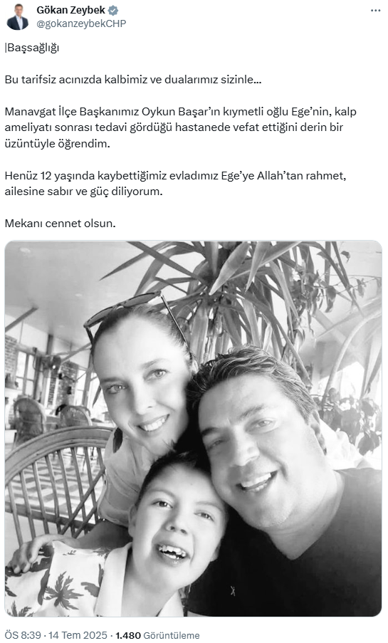 Acı haberi CHP'li Zeybek duyurdu: 12 yaşında hayatını kaybetti