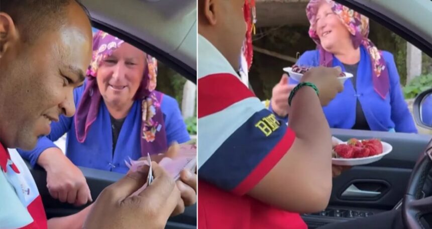 Arap turist önce bir tomar para çıkardı, sonra Karadenizli esnafla dalga geçtiği anları paylaştı