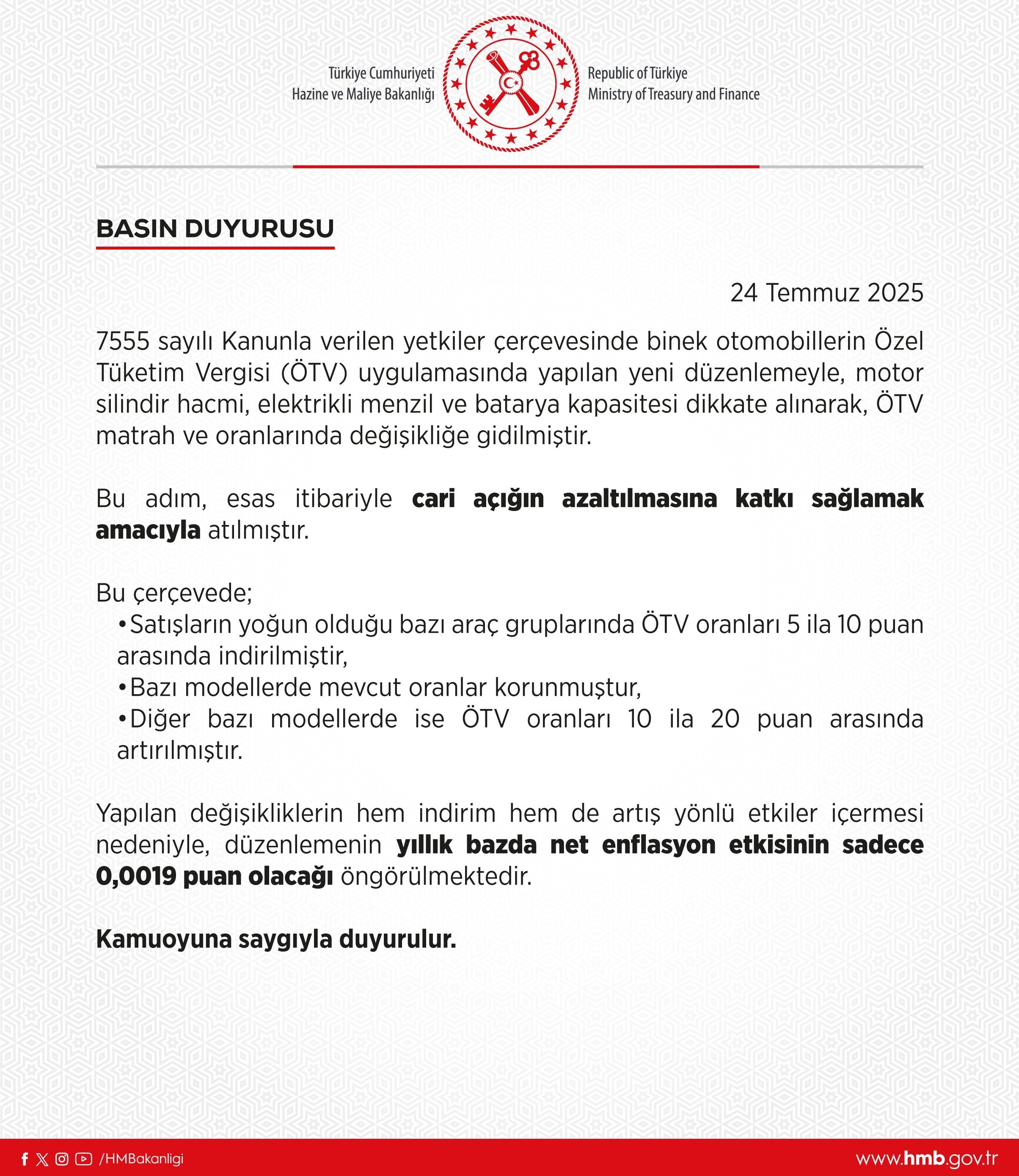Bakanlıktan bir 'garip' ÖTV savunması