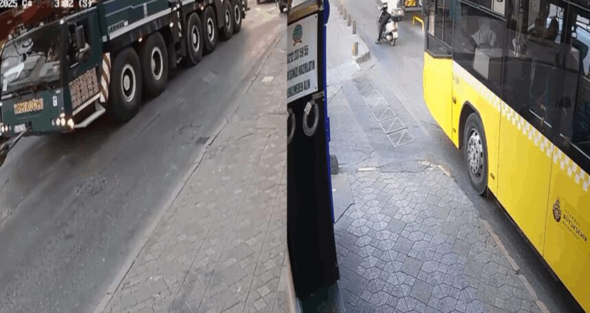 Beyoğlu’nda patlayan vinç lastikleri 2 kişiyi