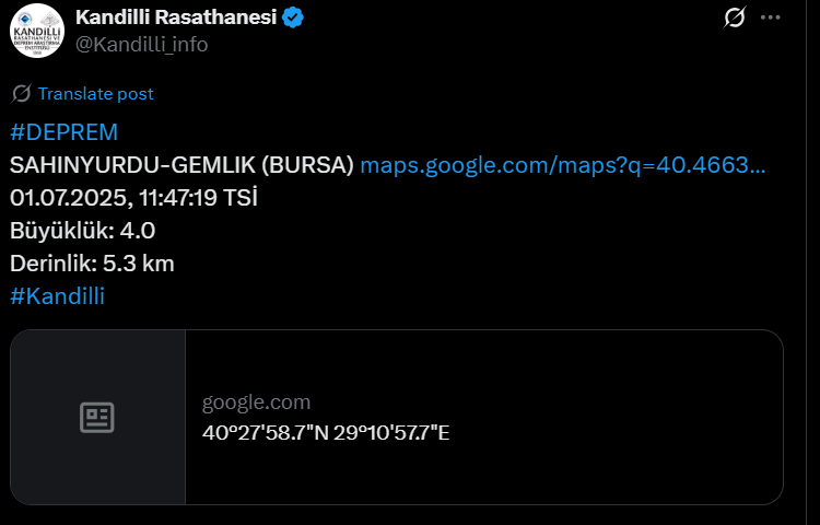Bursa'da deprem! İstanbul'da da hissedildi