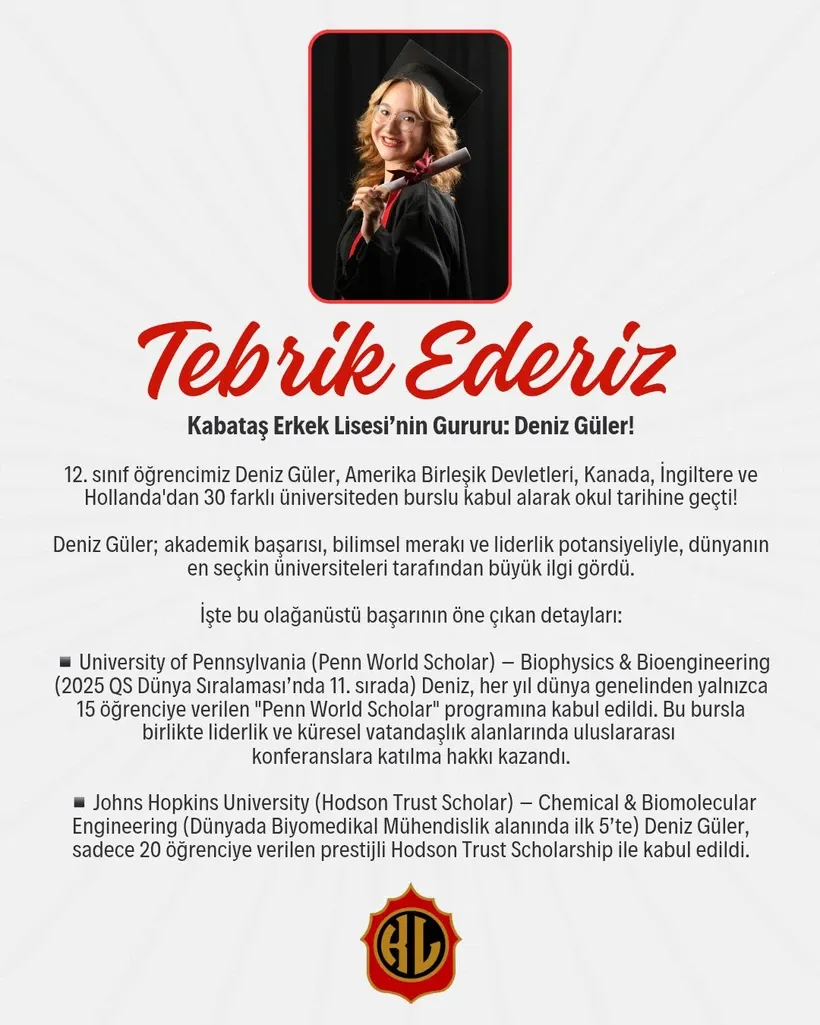 Kabataş liseli Deniz, 30 üniversiteyi peşine taktı