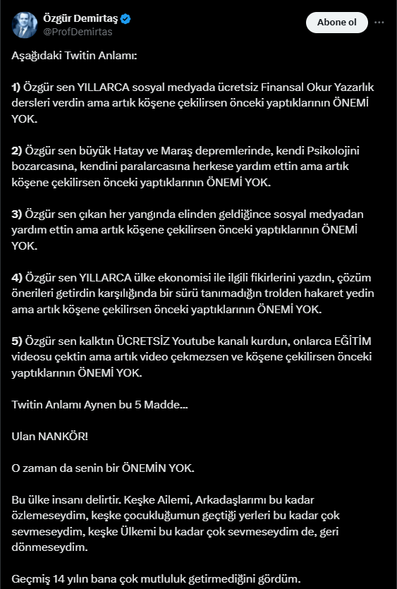 Özgür Demirtaş'ı çileden çıkartan yorum: "Ulan nankör!"