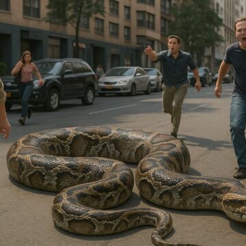 Piton yılanı şehirde panik yarattı! Kimse orada görmeyi beklemiyordu