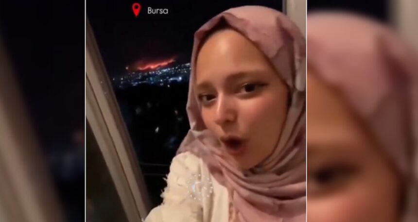 Sosyal medyada utandıran yangın paylaşımı: ‘Yanıyor yanaklarım’ şarkısıyla video çekti