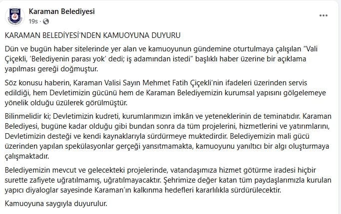 Vali ve MHP’li Belediye arasında ‘kasada para yok’ krizi