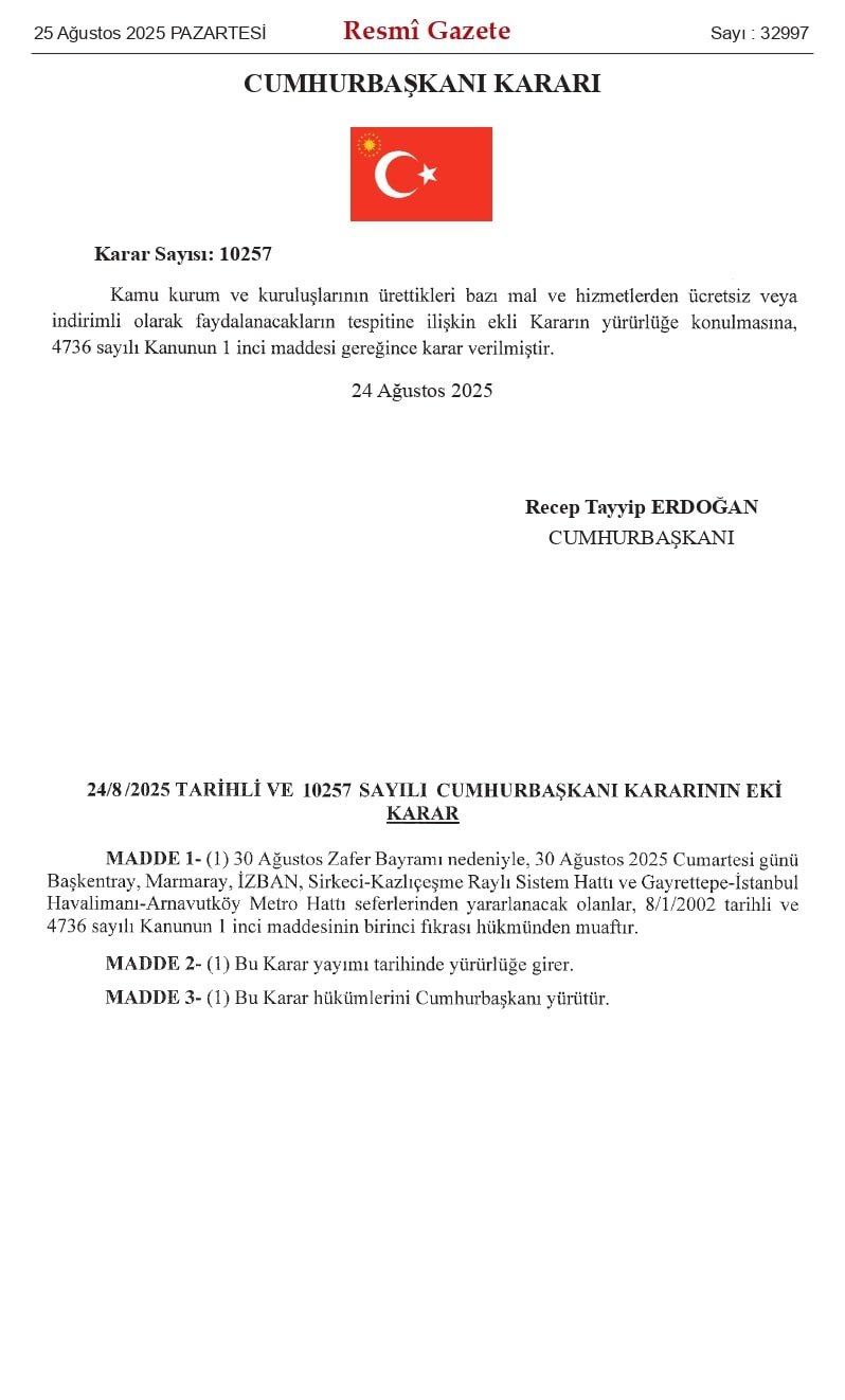 30 Ağustos'ta toplu taşıma ücretsiz olacak