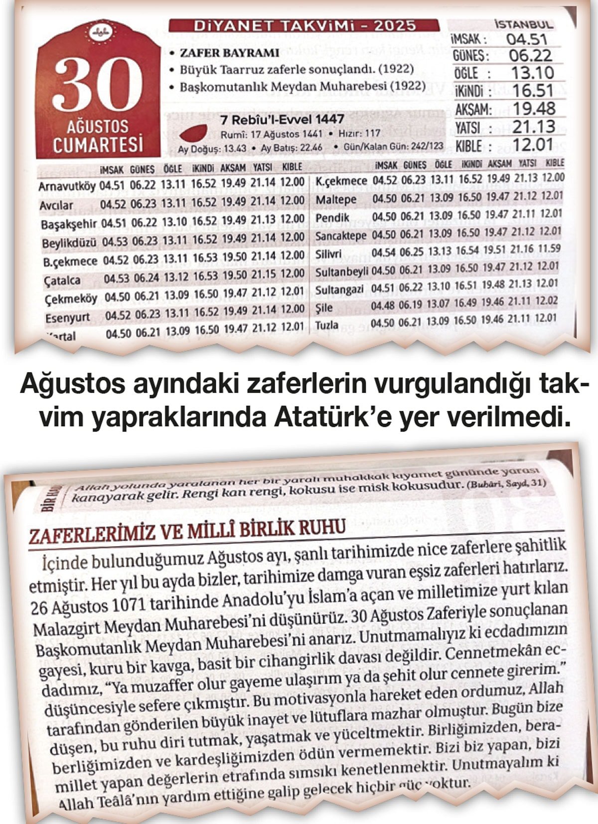 62 milyonluk takvime Atatürk’ü sığdıramadı