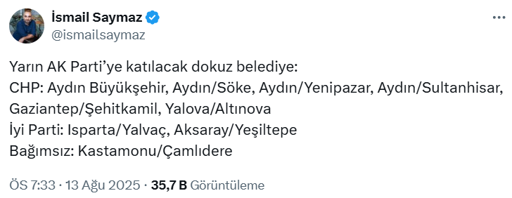 9 belediye AKP'ye katılacak