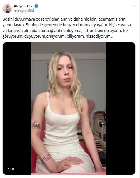 Aleyna Tilki'den kadınlara: 'Beni de uyarın'