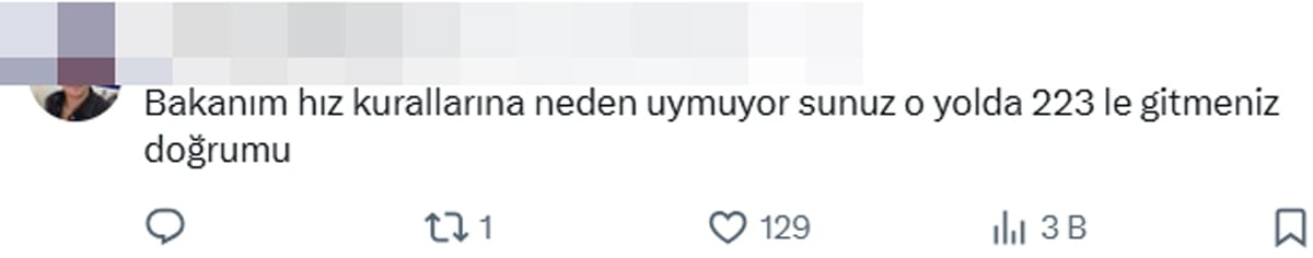 Bakan Uraloğlu hız yaptığı anları paylaştı, sosyal medyadan tepki yağdı