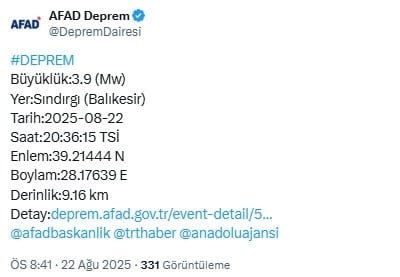 Balıkesir'de bir deprem daha oldu