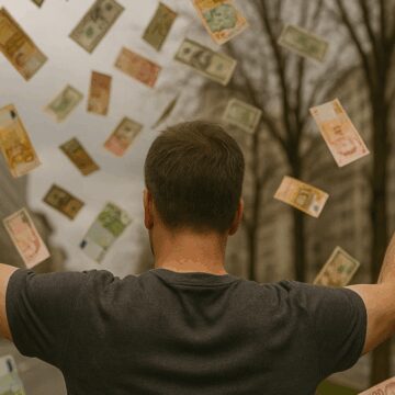 Binlerce banknotu havaya saçtı