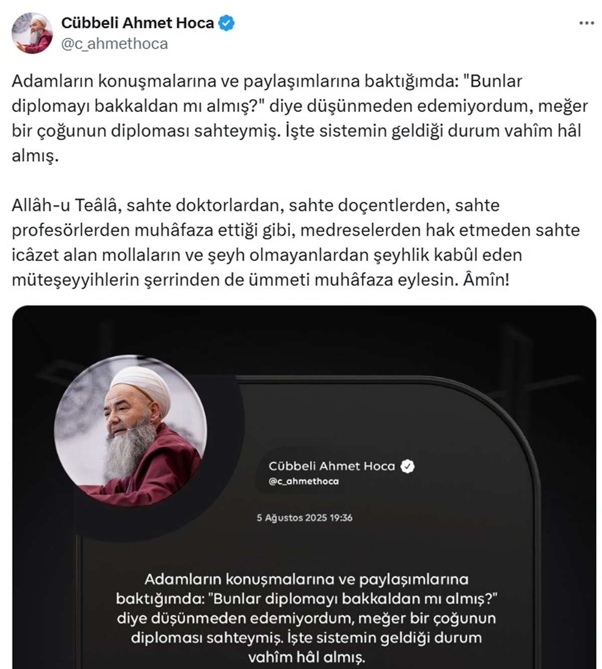 Cübbeli Ahmet de sahte diploma skandalına dahil oldu: İşte sistemin geldiği durum