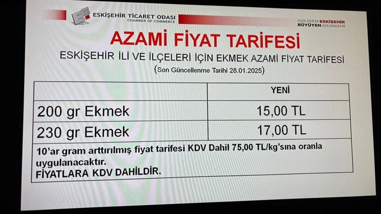 Eskişehir'de ekmeğe zam!