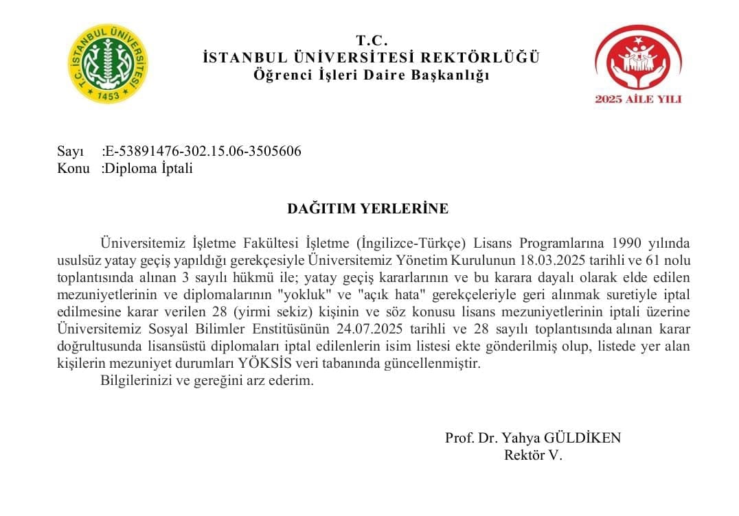 İmamoğlu ile birlikte diplomaları iptal edilmişti: YÖKSİS'ten silindi
