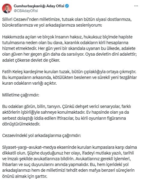 İmamoğlu'ndan büyük çağrı: 'Yeni tezgâhlar kuran odakların varlığı açıktır'