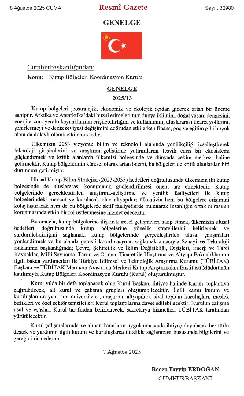 Kutup Bölgeleri Koordinasyon Kurulu kuruldu