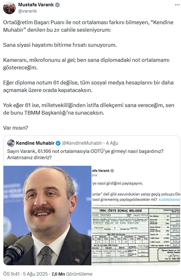 'Not ortalaması' sorusu Varank'ı kızdırdı!