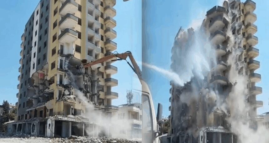 Osmaniye’de bina çöktü, operatör son anda kurtuldu