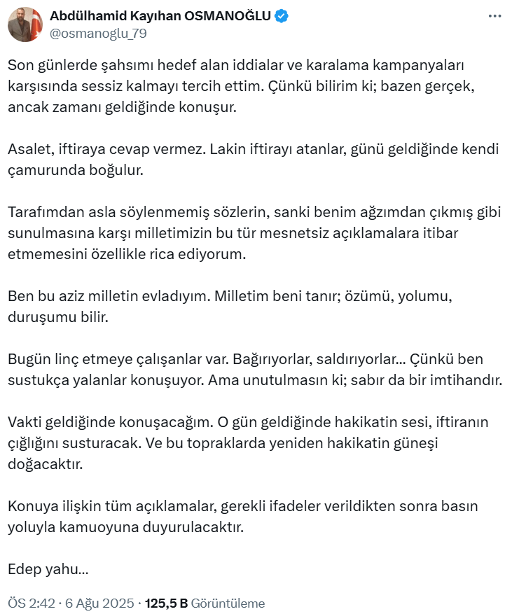 'Osmanlı torunu' sessizliğini bozdu