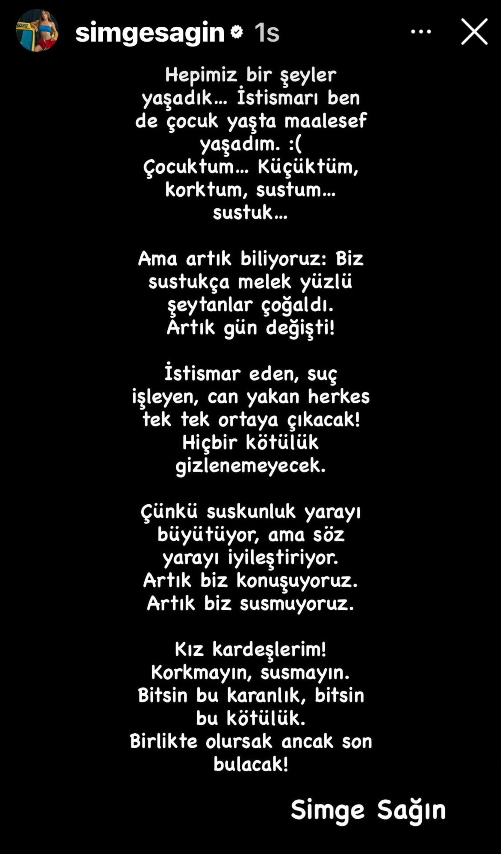 Şarkıcı Simge Sağın da cinsel istismar kurbanı olduğunu açıkladı