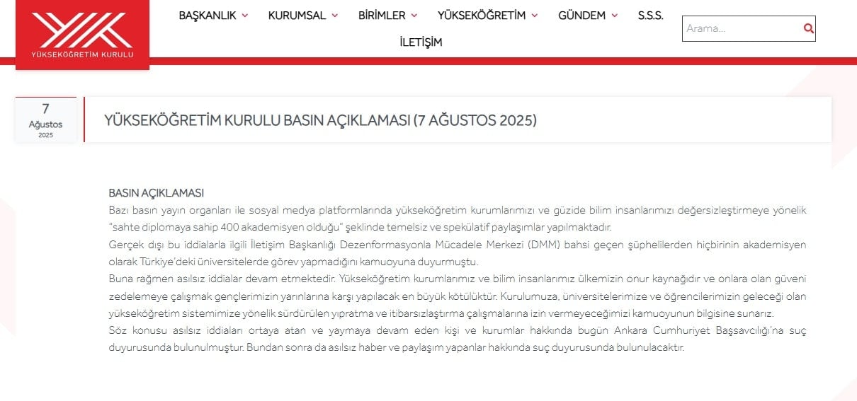 Son Dakika: Sahte diplomalı 400 akademisyen iddiasına suç duyurusu