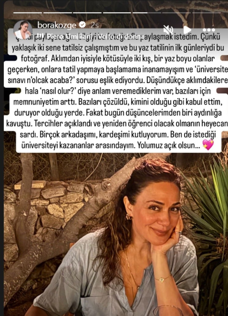 Ünlü oyuncu Özge Borak üniversiteyi kazandı