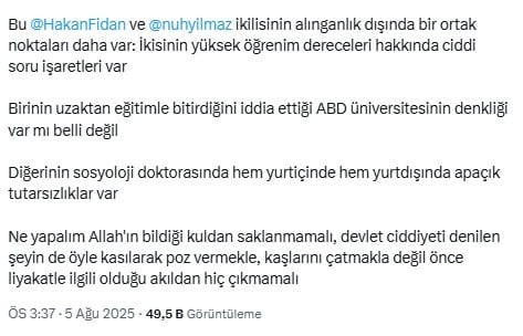 Yoksa Hakan Fidan ve yardımcısı'nın diploması da mı? Ciddi soru işaretleri var