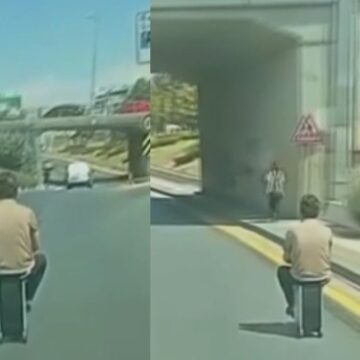 Ankara trafiğinde tuhaf anlar, gören dönüp bir daha baktı