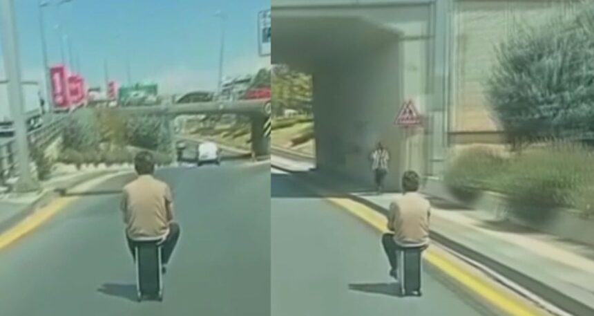 Ankara trafiğinde tuhaf anlar, gören dönüp bir daha baktı