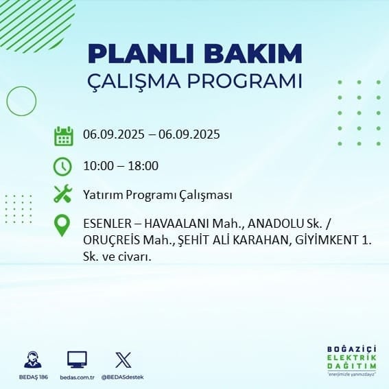 BEDAŞ 17 ilçeyi uyardı! En az 8 saat elektrik yok