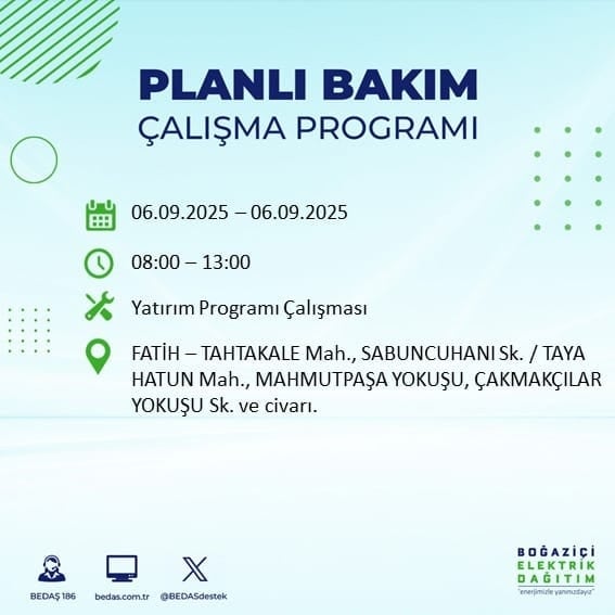 BEDAŞ 17 ilçeyi uyardı! En az 8 saat elektrik yok