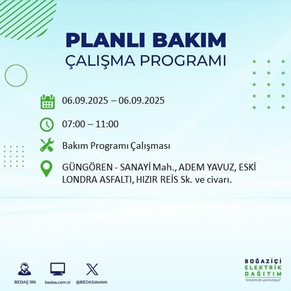 BEDAŞ 17 ilçeyi uyardı! En az 8 saat elektrik yok