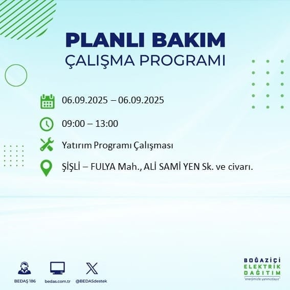 BEDAŞ 17 ilçeyi uyardı! En az 8 saat elektrik yok