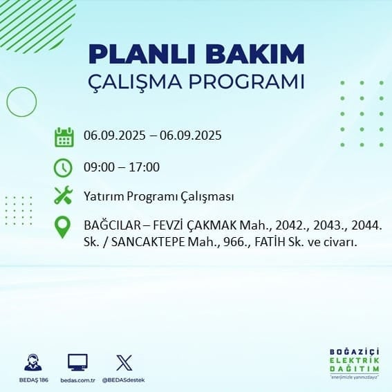 BEDAŞ 17 ilçeyi uyardı! En az 8 saat elektrik yok