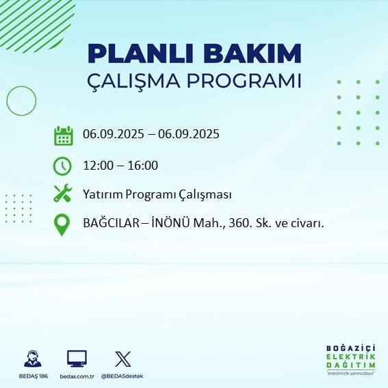 BEDAŞ 17 ilçeyi uyardı! En az 8 saat elektrik yok