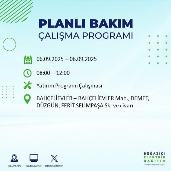 BEDAŞ 17 ilçeyi uyardı! En az 8 saat elektrik yok