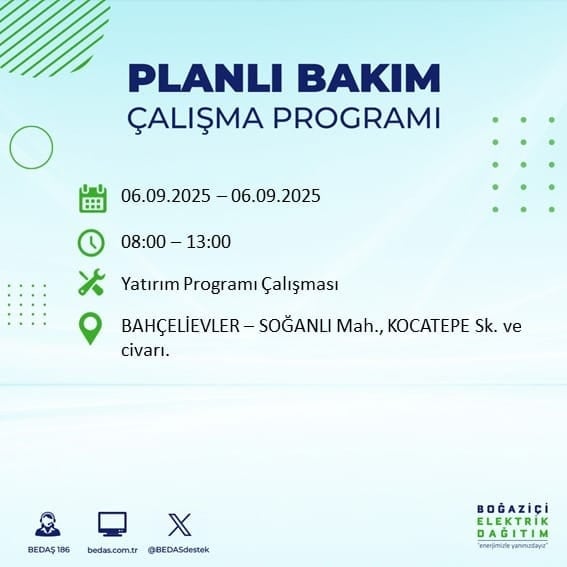 BEDAŞ 17 ilçeyi uyardı! En az 8 saat elektrik yok