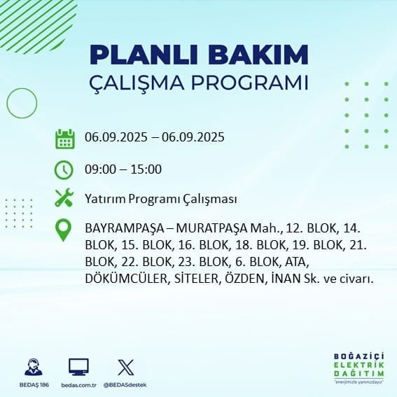 BEDAŞ 17 ilçeyi uyardı! En az 8 saat elektrik yok