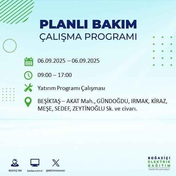 BEDAŞ 17 ilçeyi uyardı! En az 8 saat elektrik yok