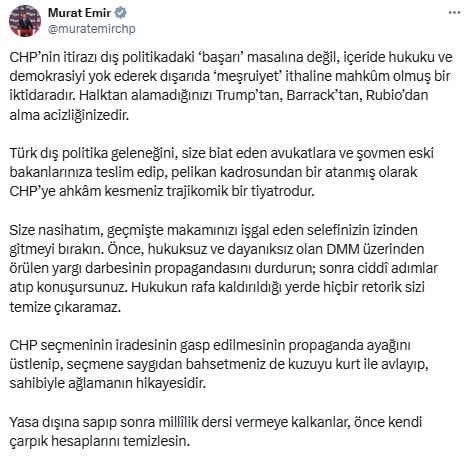 CHP'den iktidara: "Halktan alamadığınızı Trump'tan alıyorlar" 1 CHP'den iktidara: "Halktan alamadığınızı Trump'tan alıyorlar"